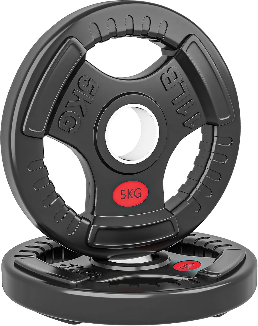 SPORTNOW Discos Pesas Olímpicas Agujero Ø50 mm 2 Discos 15 kg Negro | Anillo Interior de Acero, Triple Agarre, para Mancuernas y Barras, Entrenamiento Fitness en Casa, Gimnasio