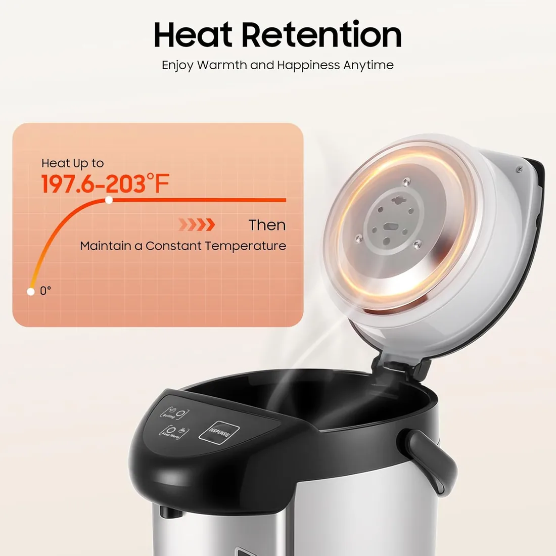 Dispensador de agua caliente de 4 litros, acero inoxidable, con protección contra sobrecalentamiento, 750 W, dispensador de agua caliente tipo termopotente, con función de suministro de agua foto 3