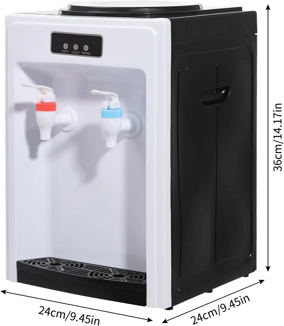 Dispensador de agua caliente eléctrico, 24 x 24 x 36 cm, cubo aplicable de 4,5 a 18,9 L, agua caliente/fría, doble caño, diseño de entrada de agua, dispensador de agua caliente y fría foto 3