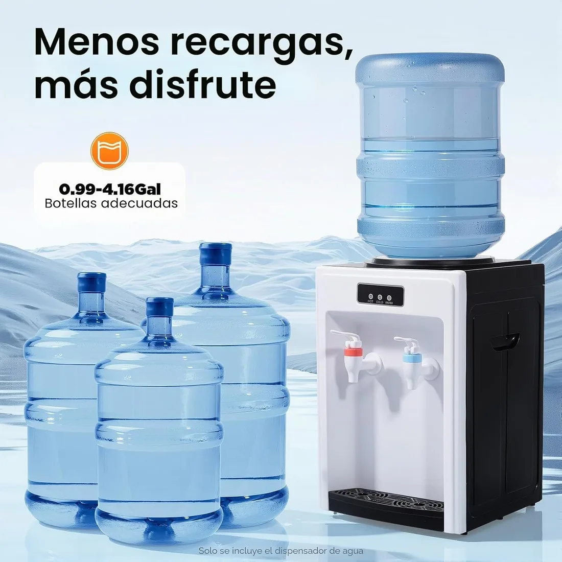 Dispensador de agua eléctrico con refrigeración, dispensador de agua automático, dispensador de agua caliente y frío para oficina en casa, 550 W, temperatura de calentamiento ≥ 194 °C, temperatura de foto 2