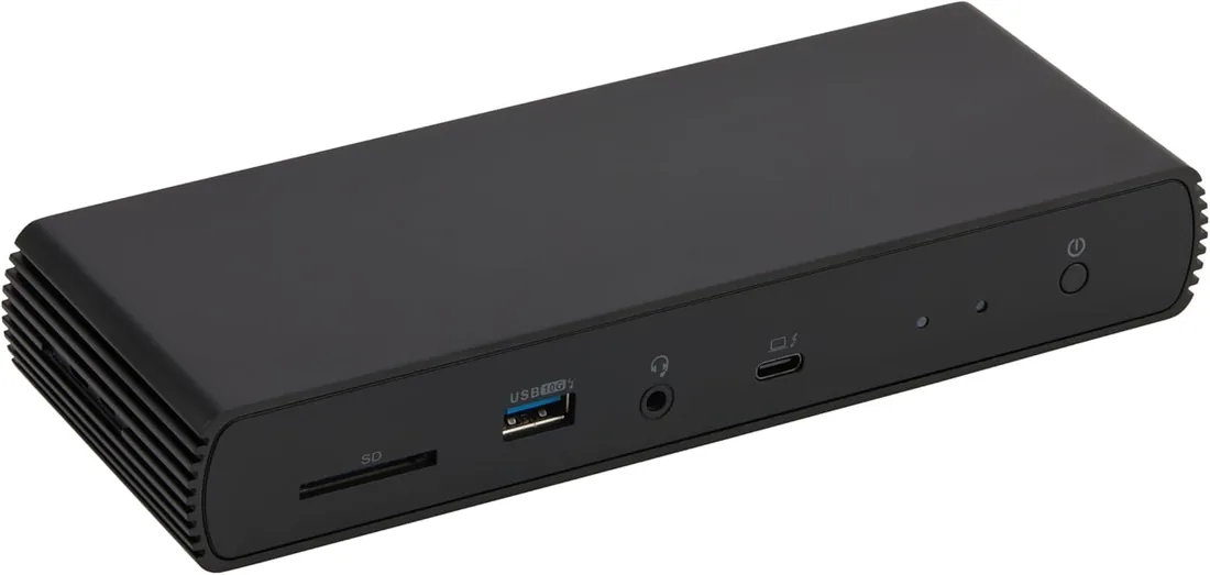 Amazon Basics Estación de Acoplamiento Compatible con Thunderbolt 4/USB4 Pro, 2 TBT4, 1 HDMI 2.1, 3 USB A 3.1, RJ45, Pantalla Dual, Negro, 19,96 x 7,5 x 3,12 cm foto 3