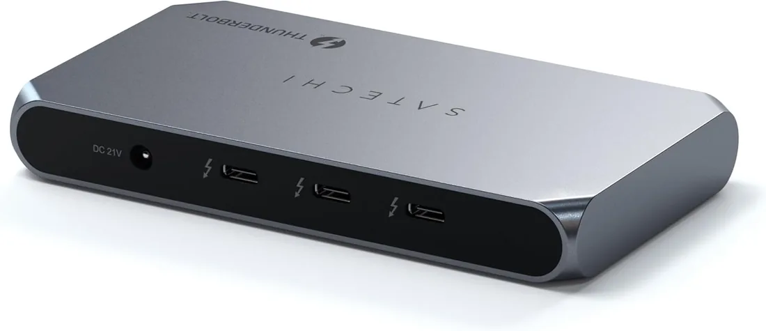 SATECHI Docking Station 6 en 1 Thunderbolt 4 Slim Hub Pro, PD 96W | 8K único o doble 4K, 4 puertos Thunderbolt 4 a 40 Gbps, USB 3.2 Gen2, para portátiles Mac y Windows