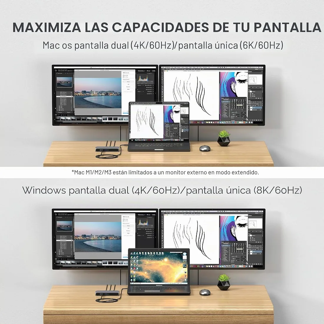 SATECHI Docking Station 6 en 1 Thunderbolt 4 Slim Hub Pro, PD 96W | 8K único o doble 4K, 4 puertos Thunderbolt 4 a 40 Gbps, USB 3.2 Gen2, para portátiles Mac y Windows foto 3