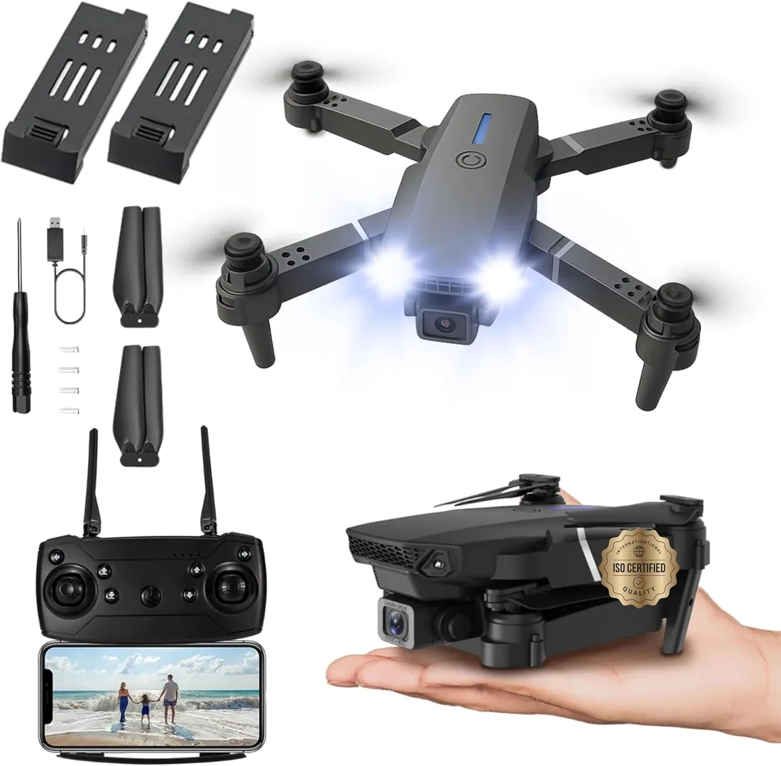 Dron con Camara 720p y 3 Modos de Potencia. Dron para Principiantes con 2 Baterías y 20 Minutos de Vuelo. Drone con Fácil Manejo desde App Gratis. Dron para Niños y Adultos Fácil de Volar con Giros 3D foto 3