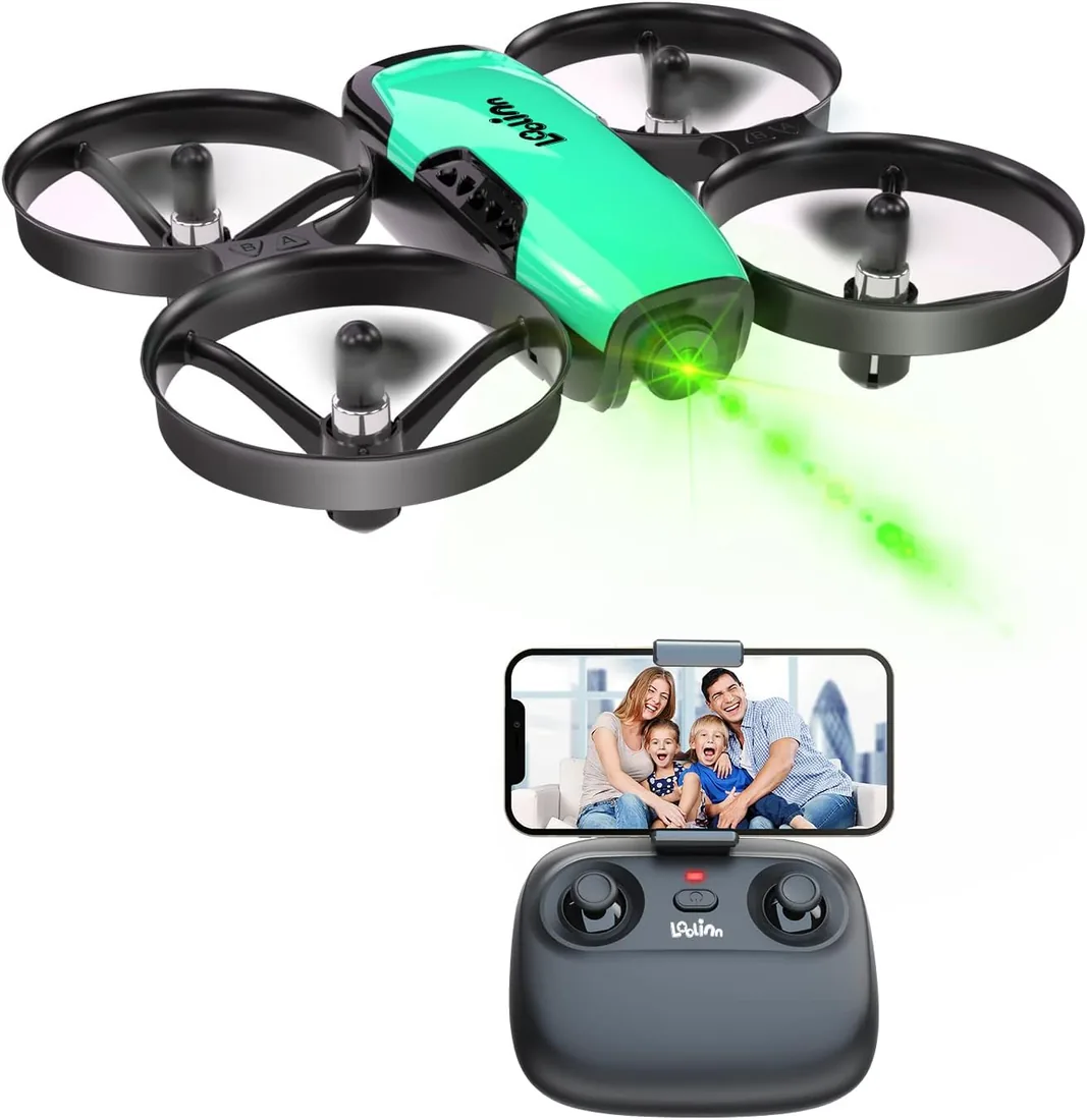 Loolinn | Drones para Niños con Camara Ajustable (8+), Mini Dron con Fotos y Videos, Incluye Dos Baterias, Seguro Para Volar, Fácil De Volar, Certificación Aprobada C0 (Idea para Regalo)