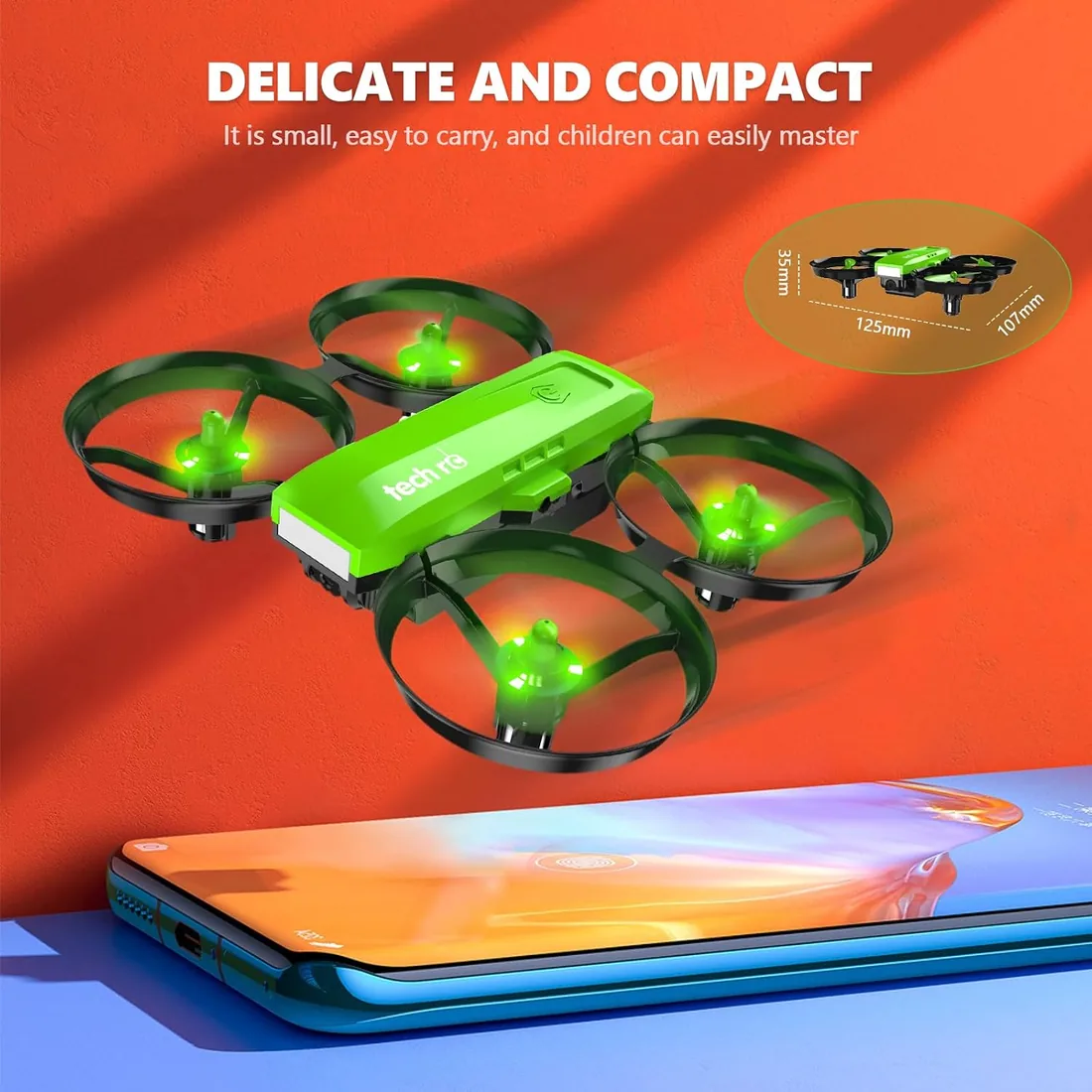 Mini Drone Cámara 1080P WiFi FPV, RC Cuadricóptero Niños, 2 Baterías foto 2