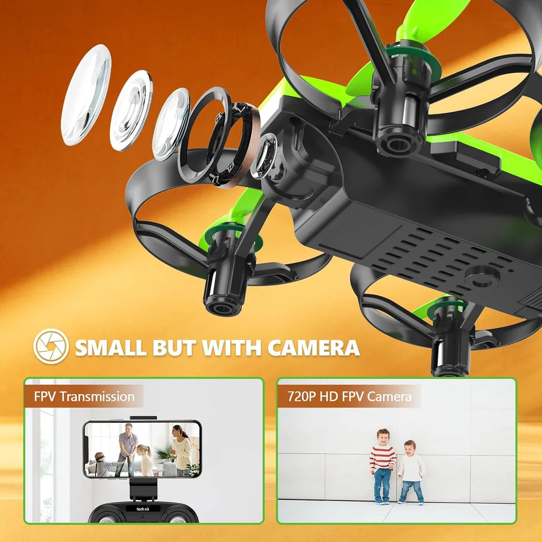 Mini Drone Cámara 1080P WiFi FPV, RC Cuadricóptero Niños, 2 Baterías foto 3