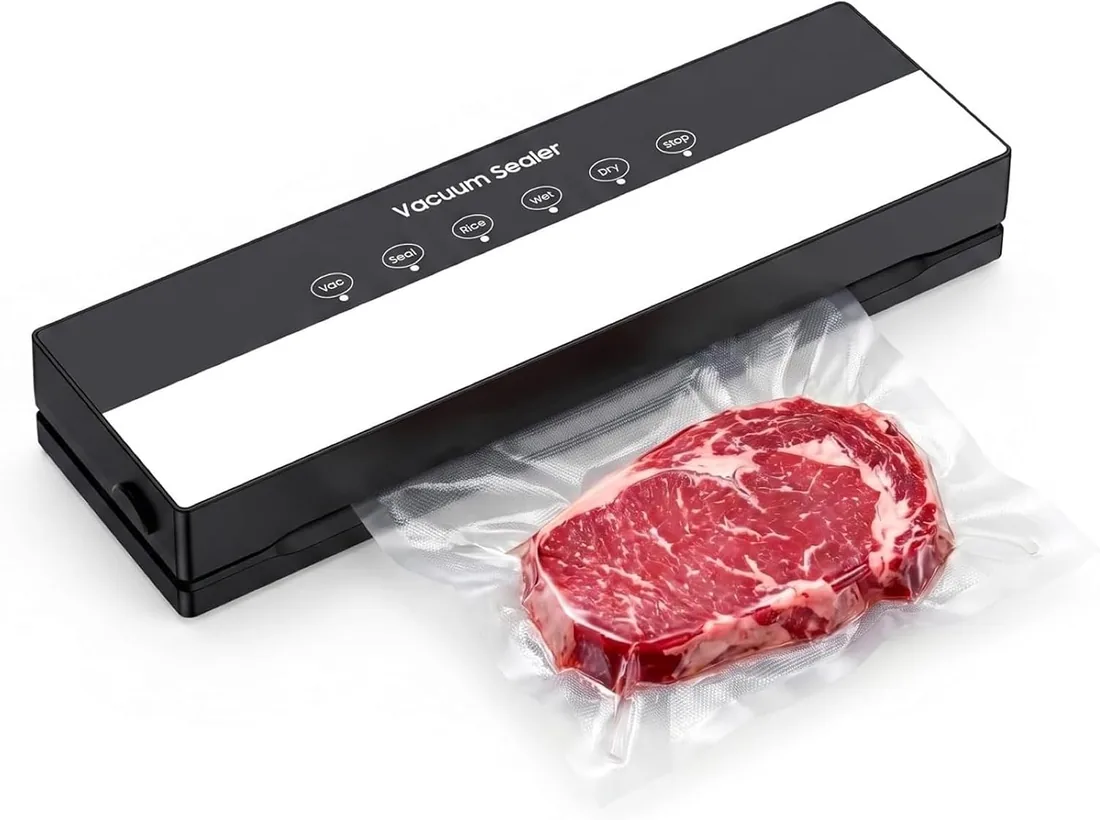Envasadora al Vacío 5 en 1, Maquina al Vacio de Alimentos para Uso Doméstico y Comercial, Incluye bolsa de vacío,Fuerte Succión, Alimentos Secos, Humedos y Frescos (Black, 10 vacuum bags) foto 3