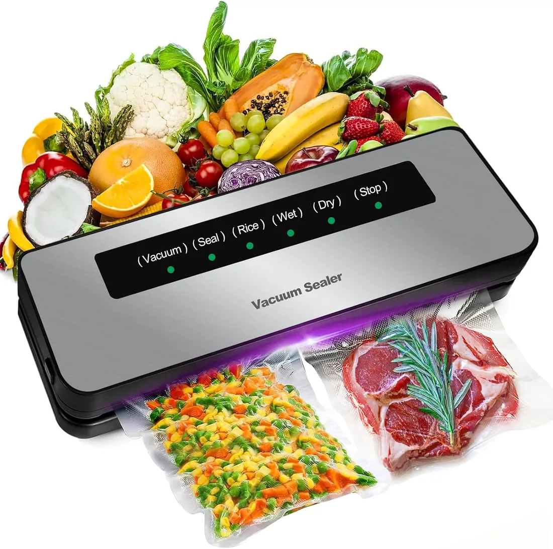 Envasadora al vacio Alimentos, Automática Maquina vacio Secos y Húmedos | Profesional Embasadoras vacio alimentos domestica con 20 Bolsas de Vacío y Tubo de Vacío foto 3
