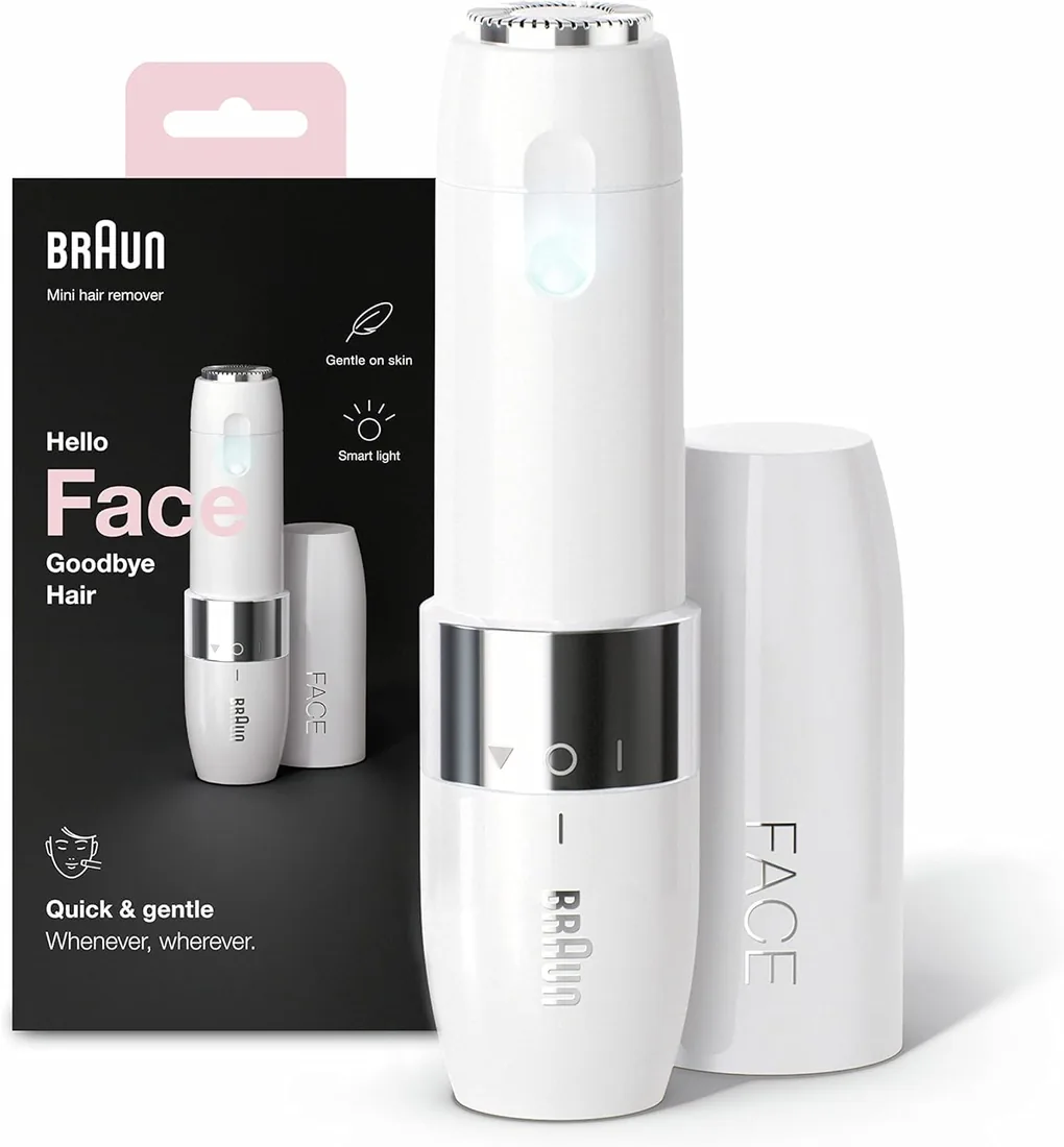 Braun Mini Depiladora Facial para Mujer FS1000, Blanco | con Luz Smartlight Incorporada, Rasuradora de Precisión, Depilación de Labio Superior, Barbilla Y Mejillas