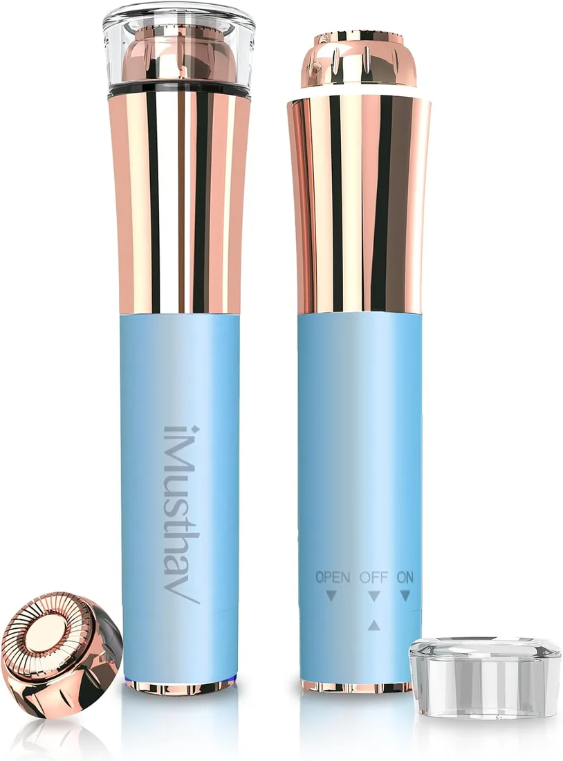 Depilación facial para mujeres, removedor de vello facial eléctrico sin dolor e impecable, afeitadora facial y recortadora para labio superior, barbilla y pelusa de melocotón, chapado en oro de 18
