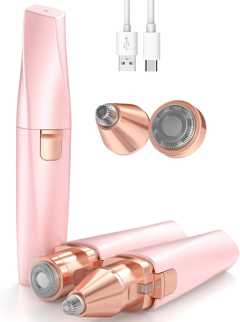 Rasuradora Facial Mujer recortadora de cejas electrica: iFANZETECH Rasuradora Facial Electrica Eliminar Vello sin Dolor con Luz Smartlight Labio Superior, Barbilla, Mejillas y Cejas Regalo Mujer,Rosa