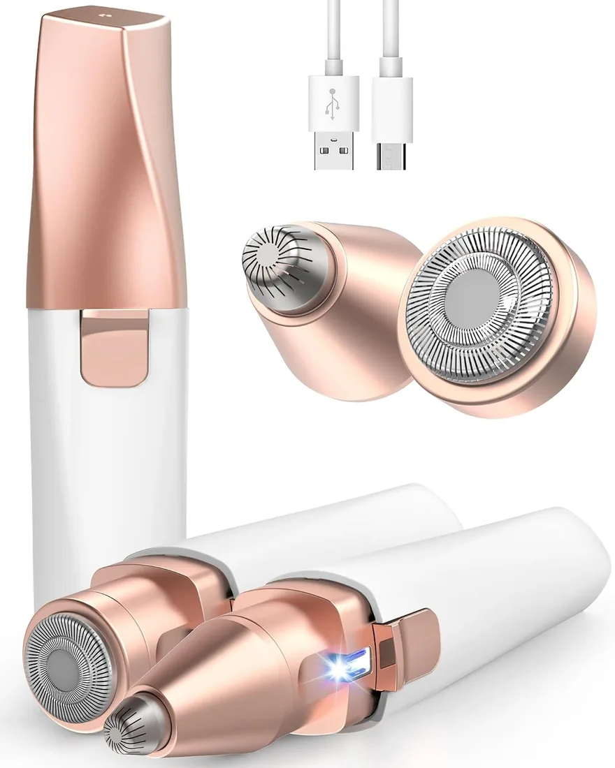 Rasuradora Facial Mujer recortadora de cejas electrica: iFANZETECH Rasuradora Facial Electrica Eliminar el Vello sin Dolor con Luz Smartlight Labio Superior, Barbilla, Mejillas y Cejas Regalo Mujer foto 2