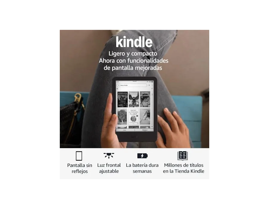 Amazon Kindle (última generación) | el Kindle más ligero y compacto, con pantalla sin reflejos, pasos de página más fluidos y luz frontal ajustable | 16 GB | Sin publicidad | Negro foto 3