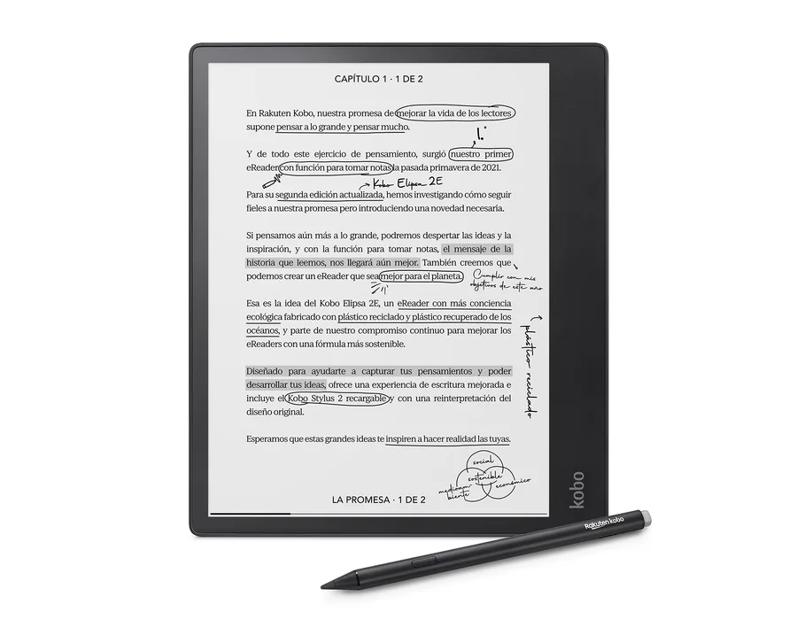 Kobo Elipsa 2E | eReader | Pantalla táctil antirreflejos de 10,3” con ComfortLight Pro | Incluye Kobo Stylus 2 | Brillo Ajustable | Wi-Fi | Tecnología Carta E Ink | 32 GB