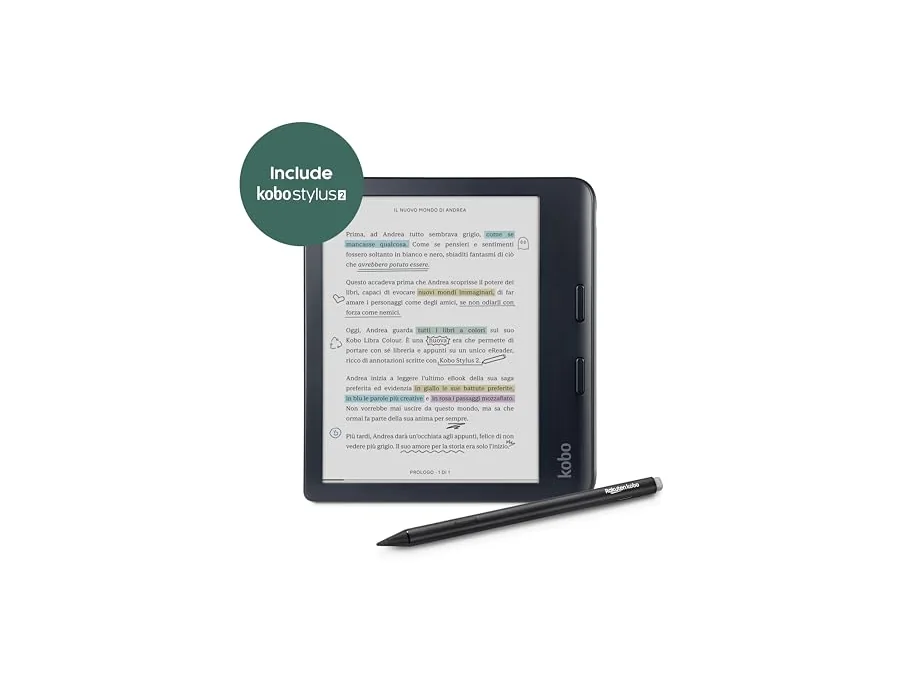 Kobo Libra Colour con Kobo Stylus 2 | lector electrónico | pantalla antirreflectante en color y tinta Kaleido™ 3.7 | modo oscuro | audiolibros | impermeable (negro) foto 3