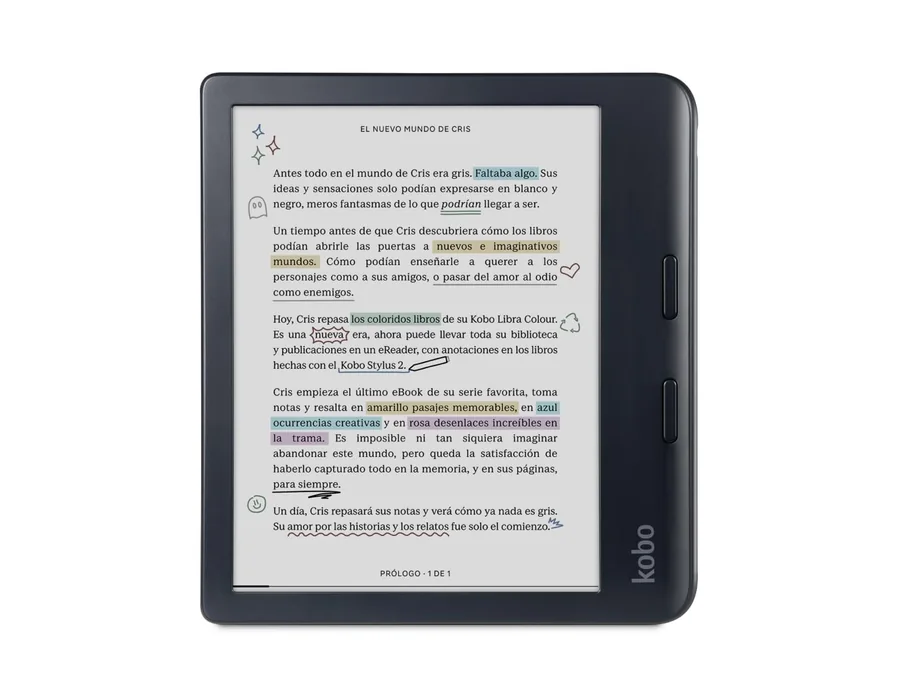 Kobo Libra Colour eReader | Pantalla E Ink Kaleido™ 3 de 7" | Temperatura del Color y Brillo Ajustables | Reducción luz Azul | eBooks y AudioBooks | Memoría 32 GB | Resistente al A — Ref. 465Z