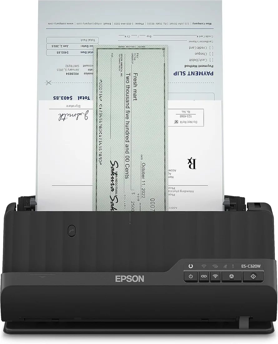 Epson ES-C320W, Escáner Vertical de Documentos A4, USB, WiFi, Alimentador Automático de Documentos, escaneado Doble Cara (dúplex), Color Negro foto 3