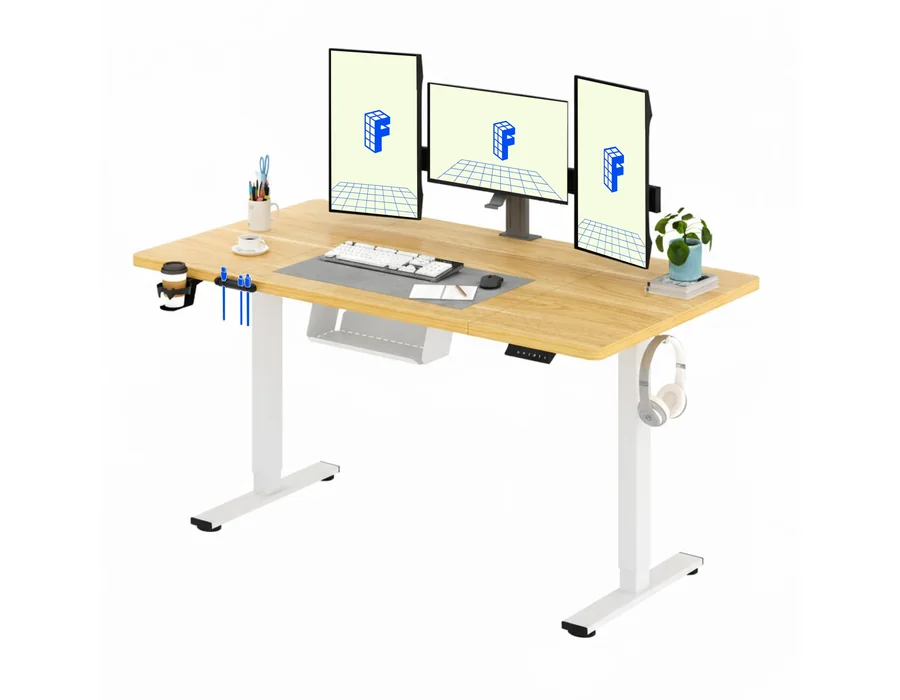 FLEXISPOT 160X60cm Escritorio Elevable Eléctrico con Tablero, con Gancho y Portavasos, Standing Desk, Mesa Elevable Escritorio de Elevable con Memoria Inteligente para Oficina y Ho