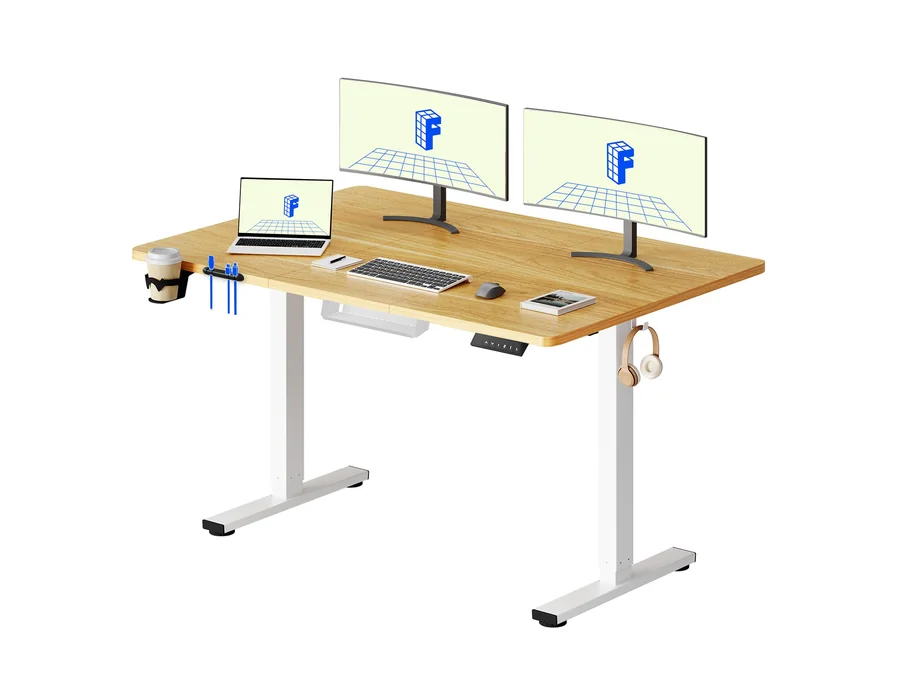 FLEXISPOT Escritorio Elevable Eléctrico 140x60cm, Mesa Escritorio Elevable, Standing Desk Regulable con Memoria, Sistema Anticolisión, Carga 100KG, Mesa Oficina para Casa, Teletrab — Ref. 2MF4