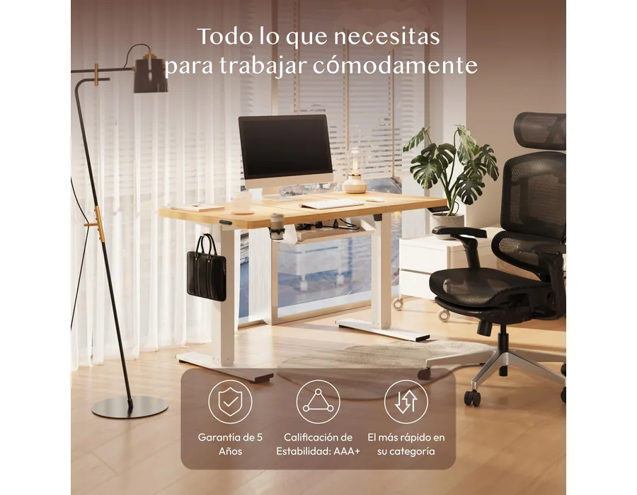 FLEXISPOT Escritorio Elevable Eléctrico 140x60cm, Mesa Escritorio Elevable, Standing Desk Regulable con Memoria, Sistema Anticolisión, Carga 100KG, Mesa Oficina para Casa, Teletrab — Ref. 2MF4 foto 2