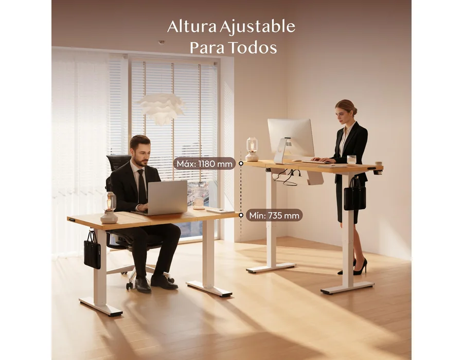 FLEXISPOT Escritorio Elevable Eléctrico 140x60cm, Mesa Escritorio Elevable, Standing Desk Regulable con Memoria, Sistema Anticolisión, Carga 100KG, Mesa Oficina para Casa, Teletrab — Ref. 2MF4 foto 3
