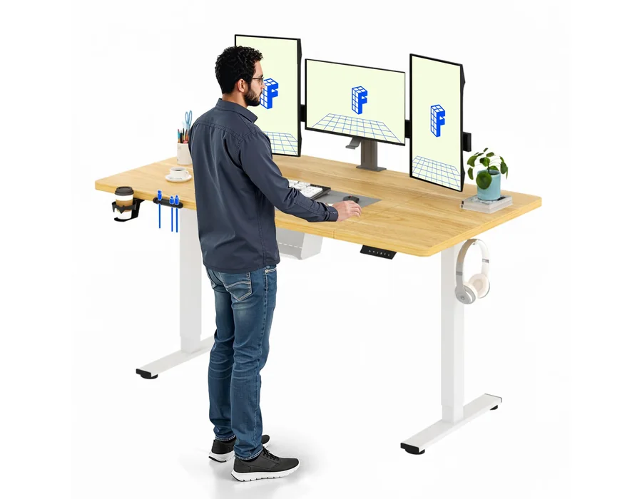 FLEXISPOT Escritorio Elevable Eléctrico 160x60cm, Mesa Escritorio Elevable, Standing Desk Regulable con Memoria, Sistema Anticolisión, Carga 100KG, Mesa Oficina para Casa, Teletrab — Ref. J3LJ