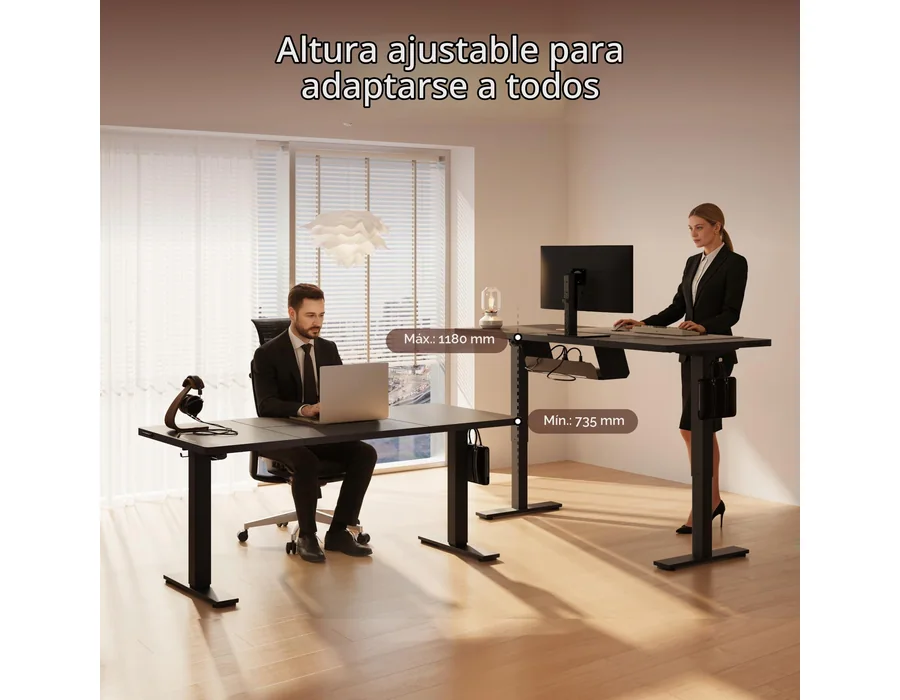 FLEXISPOT Escritorio Elevable Eléctrico 180x80cm, Mesa Escritorio Elevable, Standing Desk Regulable con Memoria, Sistema Anticolisión, Carga 100KG, Mesa Oficina para Casa, Teletrab — Ref. 17SP foto 3