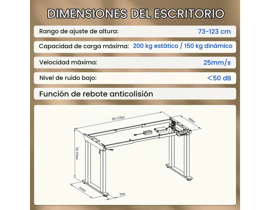 FLEXISPOT Escritorio Elevable Eléctrico Marco de Mesa Estructura Escritorio Elevable con 4 Patas, Marco de Acero de Mesa de Comedor y con 2 Motores, con Memoria de 4 Botones- Carga foto 3