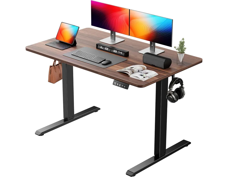 Escritorio Elevable Eléctrico, Mesa de Trabajo Ajustable en Altura, Mesa de Oficina en Casa con Tablero Ensamblado, 120 x 60 cm, para Trabajo, Redacción, Juegos