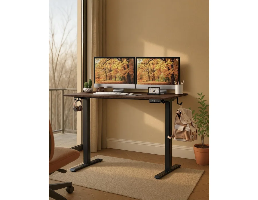 Escritorio Elevable Eléctrico, Mesa de Trabajo Ajustable en Altura, Mesa de Oficina en Casa con Tablero Ensamblado, 120 x 60 cm, para Trabajo, Redacción, Juegos foto 2