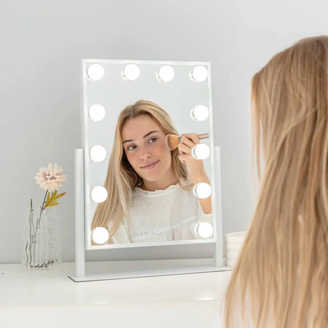 Flamingueo - Espejo Maquillaje con Luz - 12 LED - 3 Modos de Luz - Intensidad Ajustable - Control Táctil - Posición Regulable - Vanity Mirror - 36,5x7,5x47,5cm foto 2