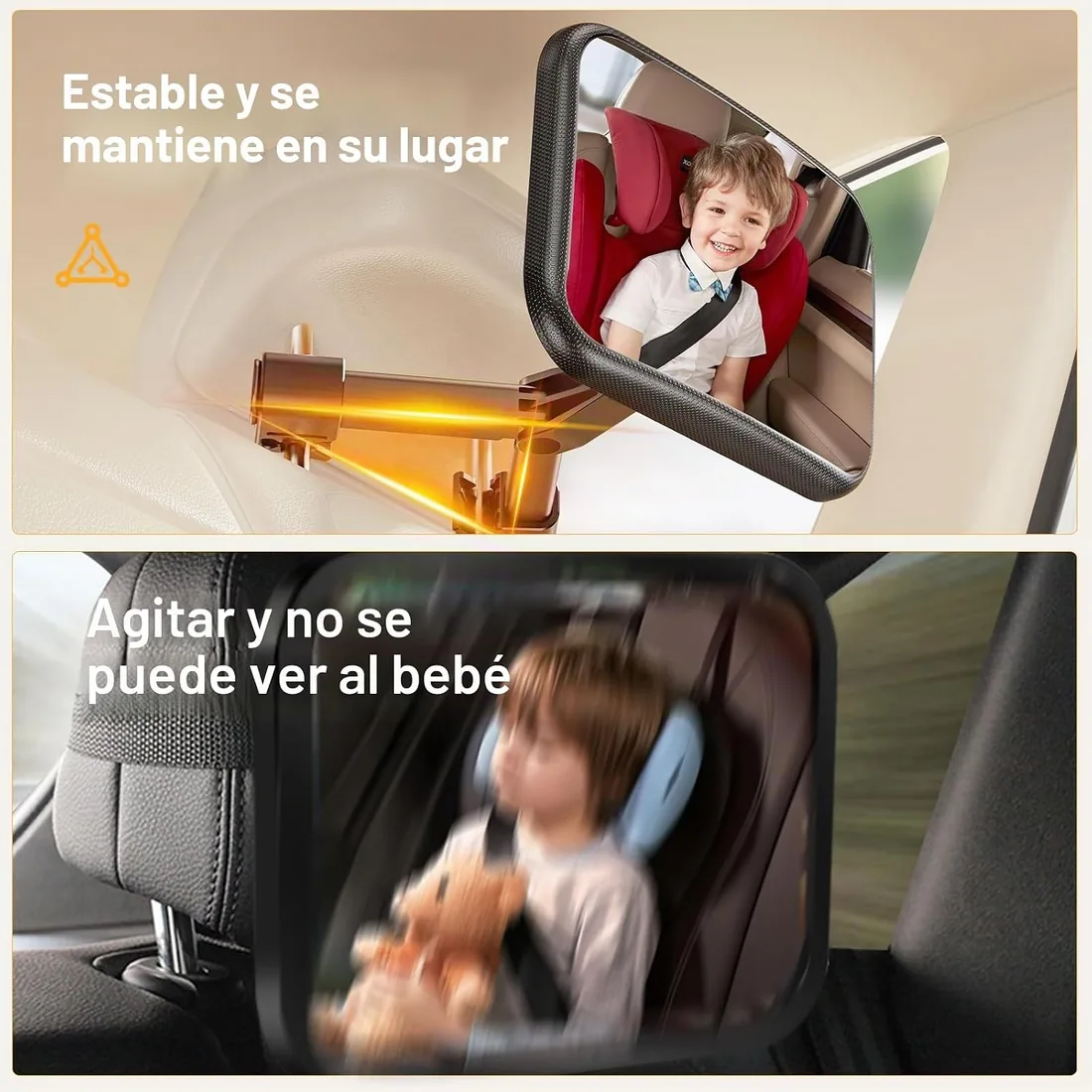 Espejo de Coche para Bebé, 360° Retrovisor Con Clip de Gancho, Equipamiento Original, Gran Visión foto 2