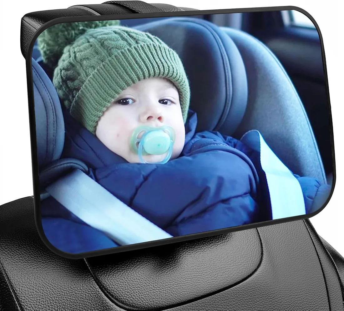 Maxentico Espejo Coche Bebe, Seguro Asiento Trasero, Universal Retrovisor, Fácil Instalación Silla, con Correas Ajustables
