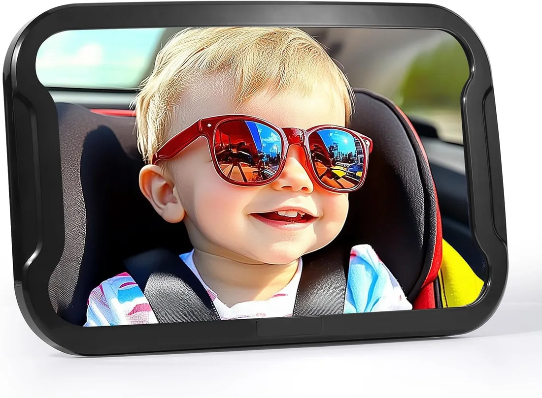 Oderra Espejo Coche Bebé Asiento Trasero, Irrompible y Ajustable 360° Espejo Bebe Coche - Espejo Seguro - Accesorio Esencial para Recién Nacidos