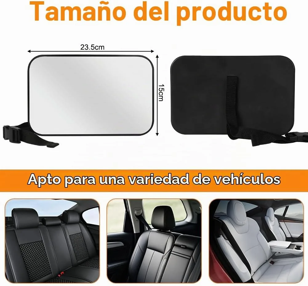 Vicloon Espejo de Coche para Bebé para Asiento Trasero, Espejo de Asiento de Coche con Correas, a Prueba de Roturas, Fácil Instalación Silla, Espejo para Coche para ver al Bebé, Negro puro foto 2