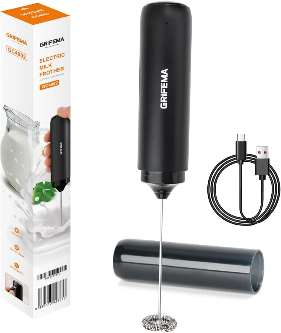 GRIFEMA Espumador de Leche Eléctrico Recargable Batidor Café USB