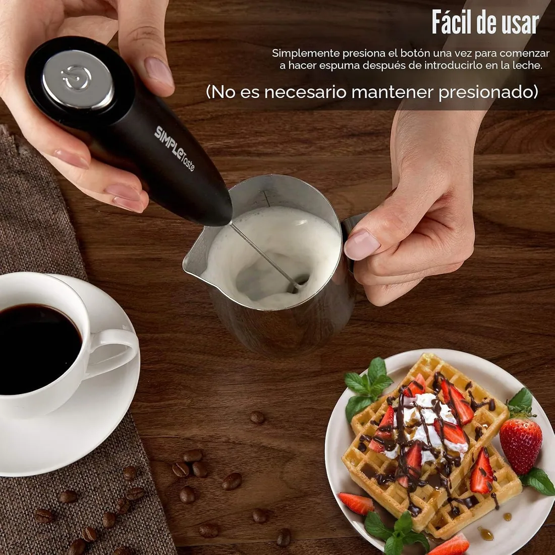 SIMPLETASTE Espumador de Leche Eléctrico de Mano foto 2