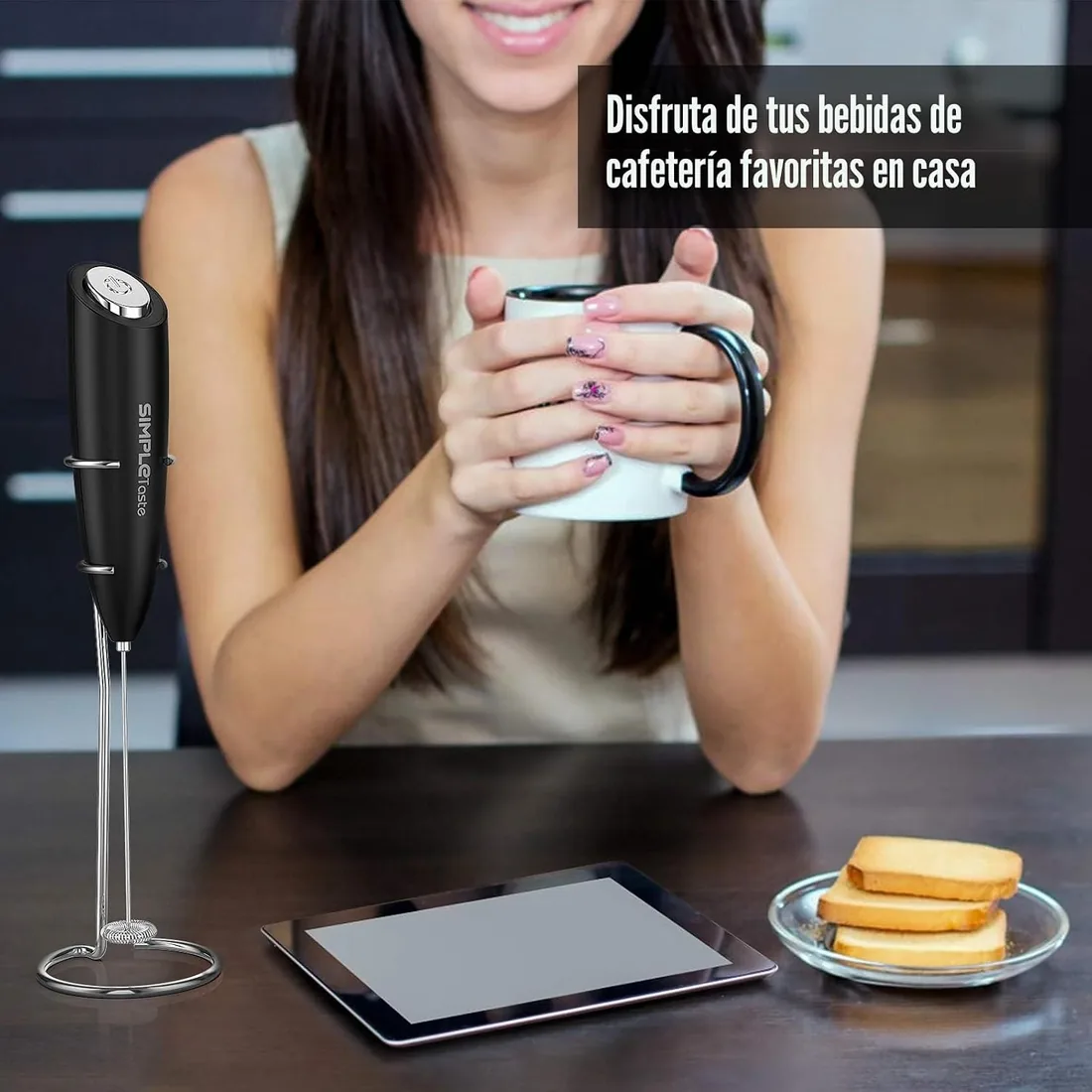 SIMPLETASTE Espumador de Leche Eléctrico de Mano foto 3
