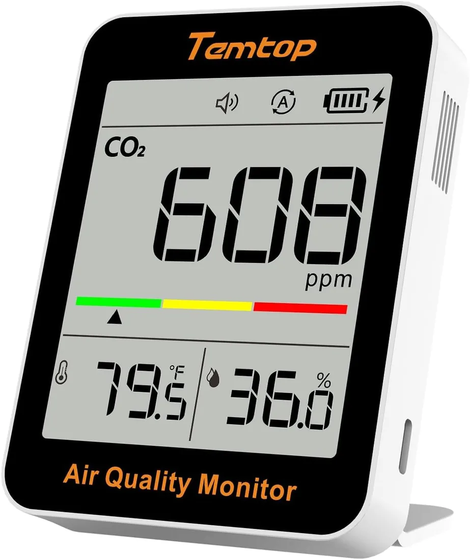 Temtop C1 Monitor de CO2, Monitor de Calidad del Aire Interior Medidor Portátil de CO2 Temperatura Humedad Hogar Oficina o Escuela foto 3