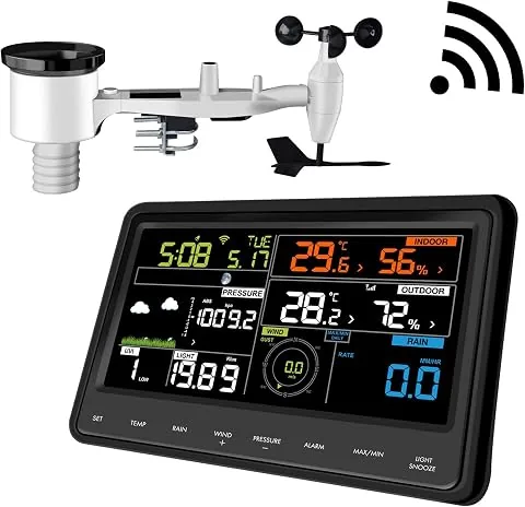 Ecowitt Estación meteorológica inalámbrica Wi-Fi - Estación meteorológica digital profesional con pantalla a color grande, sensor 7 en 1 para exteriores, sensor integrado para interiores, WS2910 foto 3