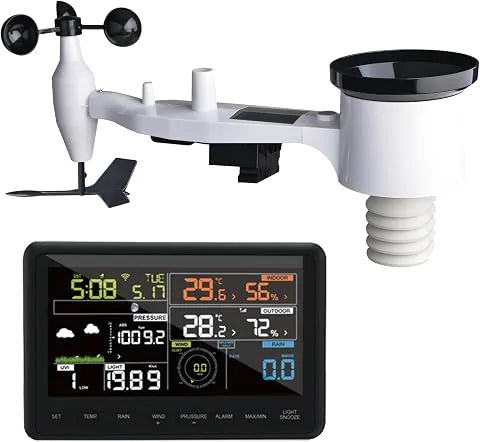 ECOWITT Estación Meteorológica WS2910, 7 en 1 Sensor Meteorológico Solar Inalámbrico Exterior WS69 + Pantalla LCD a Color WiFi Interior de 7 pulgadas, previsión meteorológica foto 2