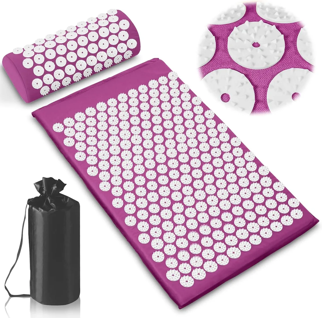 Cojín de Acupresión con Almohada, Almohadilla de Acupresión Mat de Masaje de Acupresión para Alivio del Dolor, Relajación Muscular, Meditación, Estimulación(Púrpura) foto 2