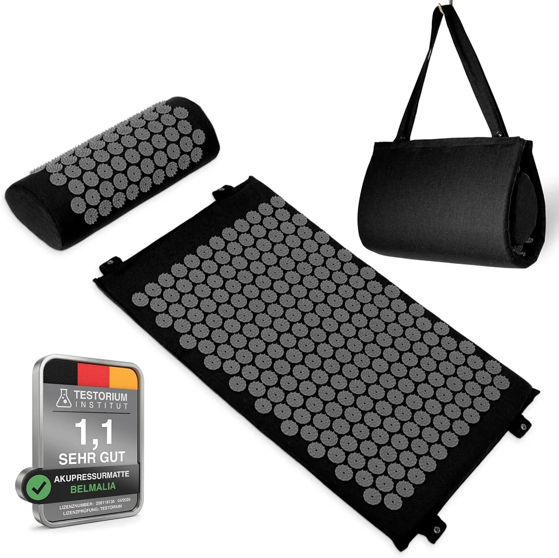 Esterilla Acupresión Kit | Esterilla de Masaje | Alfombra Acupresion con Almohada | Negro foto 3