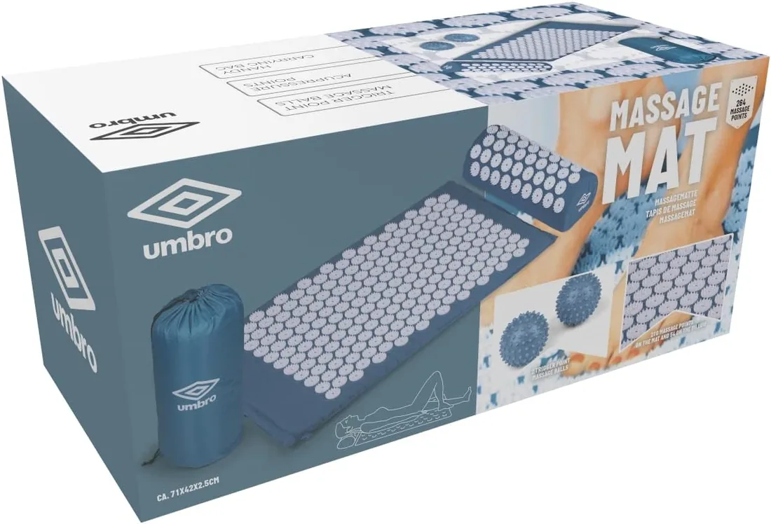 Umbro Esterilla Acupresion - Tapete de Acupuntura - Acupresión para el Dolor de Espalda - Alfombra Presopunctura - 42x71 cm - Azul foto 2