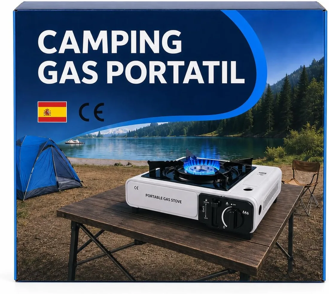 Camping Gas Portatil Blanco, Hornillo Camping Portátil, Cocinal, Infernillo, Fogareiro, Estufa Gas Exterior foto 2