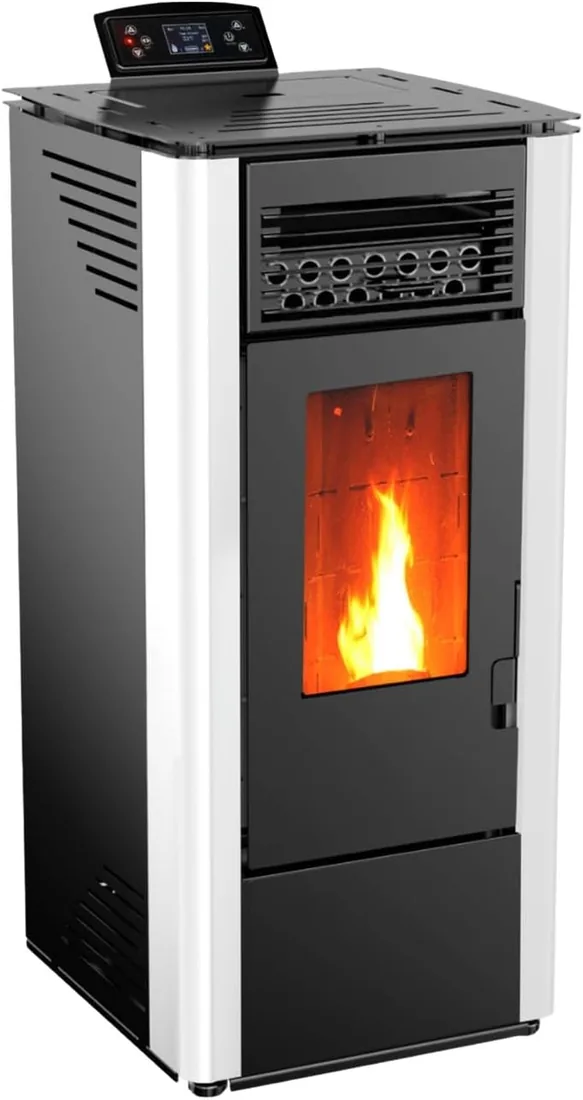 EIDER BIOMASA Estufa de Pellets KING 10 – 9,24 kW (máx. 10,62 kW) – Rendimiento 92% – Hasta 245 m³ – Tolva 15 kg – Programable WiFi – Encendido Rápido – Clase A+ – Blanco foto 3