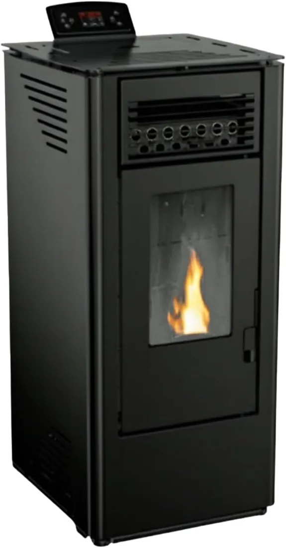 EIDER BIOMASA Estufa de Pellets KING 10 – 9,24 kW (máx. 10,62 kW) – Rendimiento 92% – Hasta 245 m³ – Tolva 15 kg – Programable WiFi – Encendido Rápido – Clase A+ – Negro foto 2