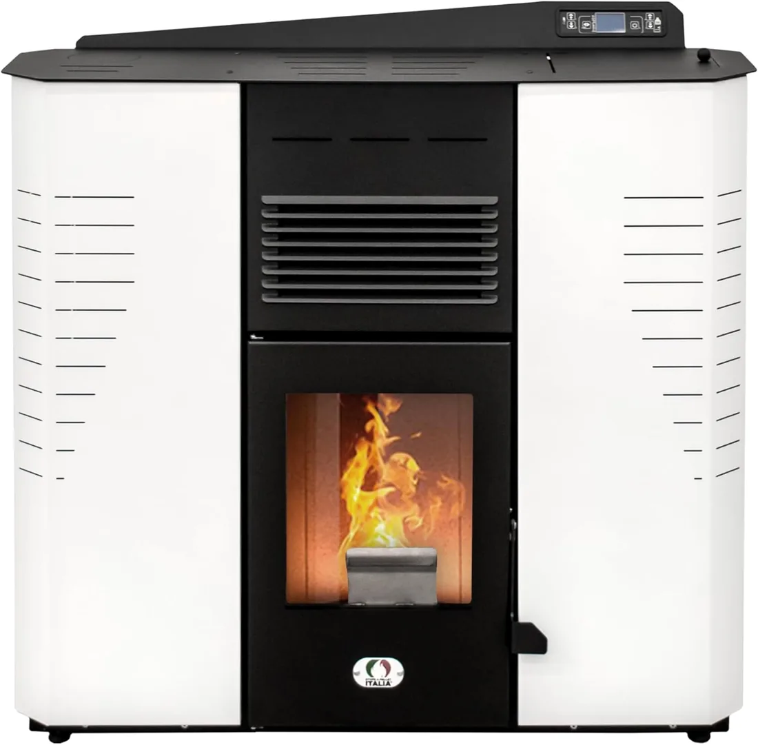 STUFE A PELLET ITALIA – Marmolada 14 kW – Eficiencia 92%, Calentadores 130 m², 5 velocidades y potencias, Autonomía 19 h, Programable, Garantía 24 meses, Blanco foto 3