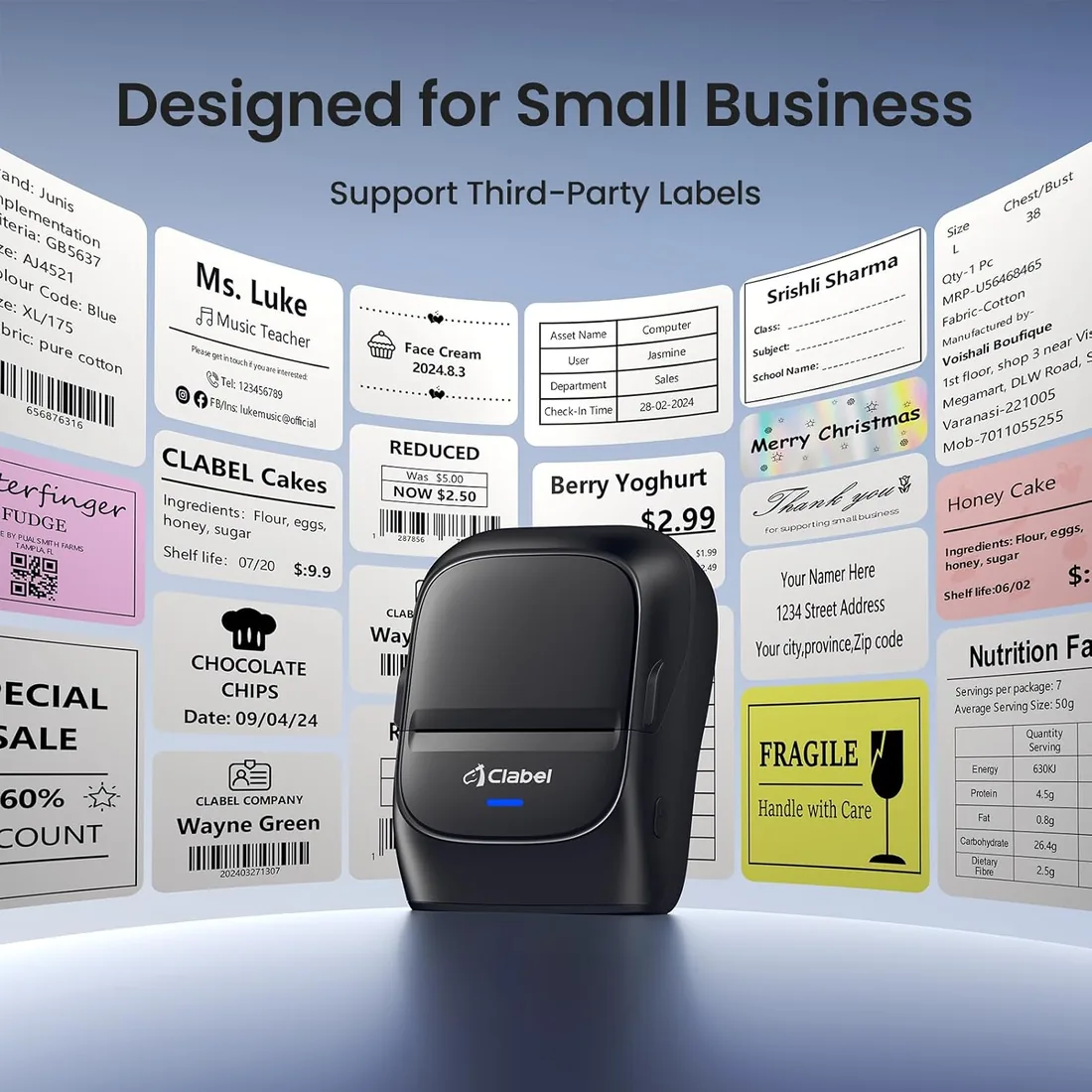 CLABEL 221B Etiquetadora Bluetooth Portátil con 3 Rollos de Etiquetas | Impresora térmica sin tinta, etiquetas de terceros, 25-50mm, móvil y PC, para hogar, oficina y pequeños negocios precios foto 2